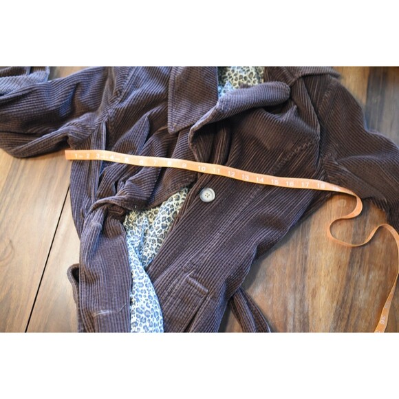 VTG 90s Y2K Newport News Brown Corduroy Trench Newport News animal print size 6 - Picture 6 of 8